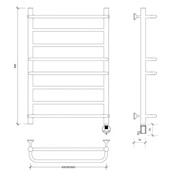 Полотенцесушитель Secado Верона 1 электрический L/R хром