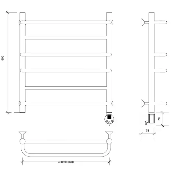 Полотенцесушитель Secado Верона 1 электрический L/R хром