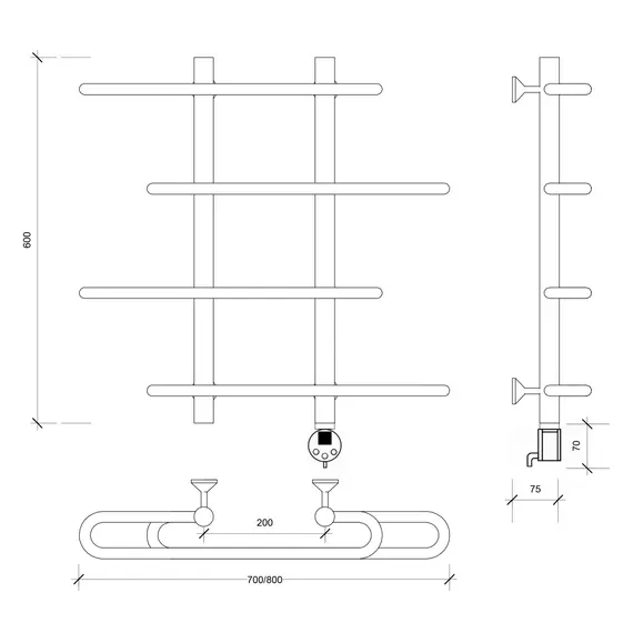 Полотенцесушитель Secado Венеция 4  электрический L/R хром