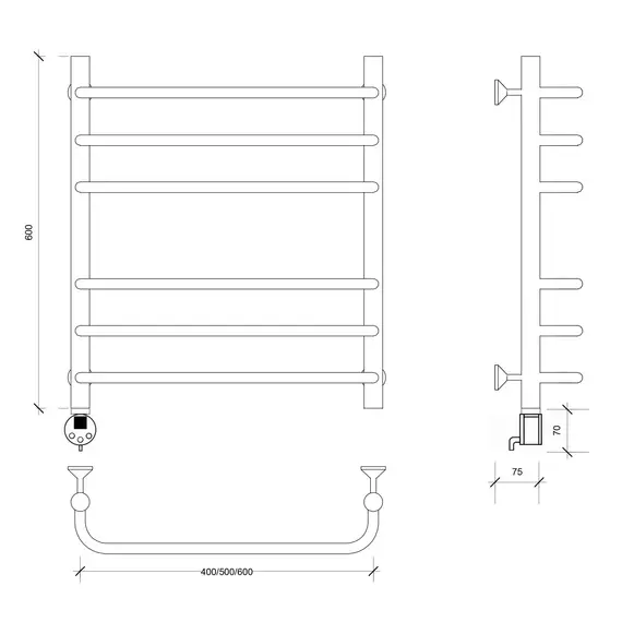 Полотенцесушитель Secado Мерида 3  электрический L/R  хром
