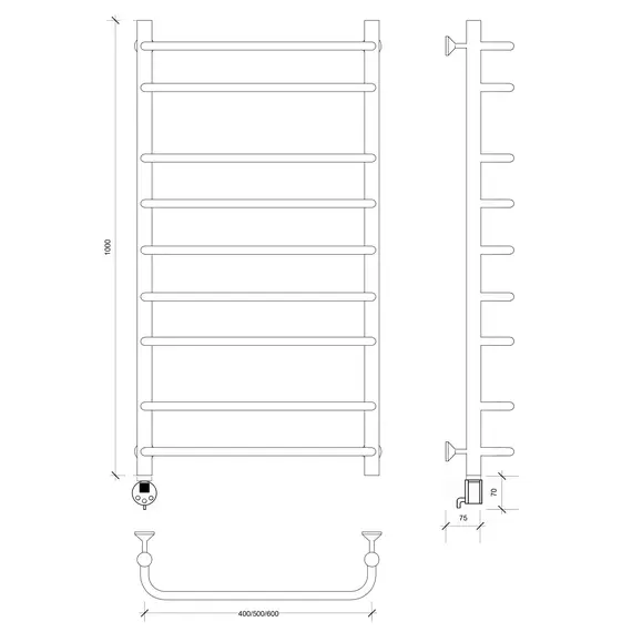 Полотенцесушитель Secado Мерида 2 электрический L/R хром