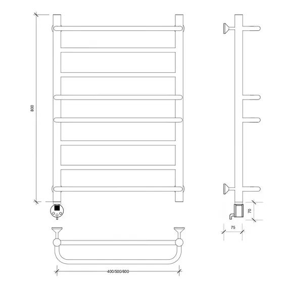 Полотенцесушитель Secado Верона 1 электрический L/R хром