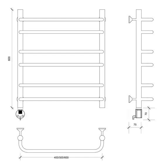 Полотенцесушитель Secado Мерида 2 электрический L/R хром