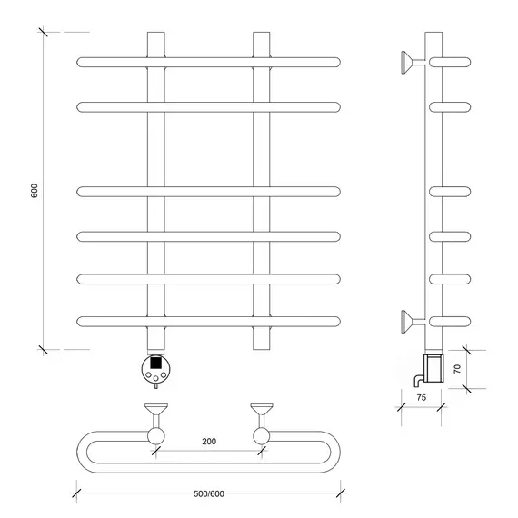 Полотенцесушитель Secado Венеция 5  электрический L/R хром