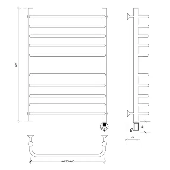 Полотенцесушитель Secado Мерида 4 электрический L/R хром