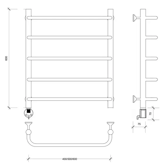 Полотенцесушитель Secado Мерида 1  электрический L/R хром