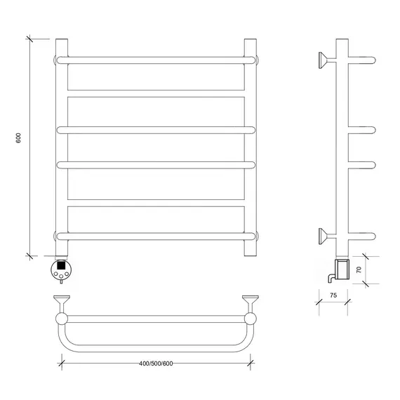 Полотенцесушитель Secado Верона 1 электрический L/R хром