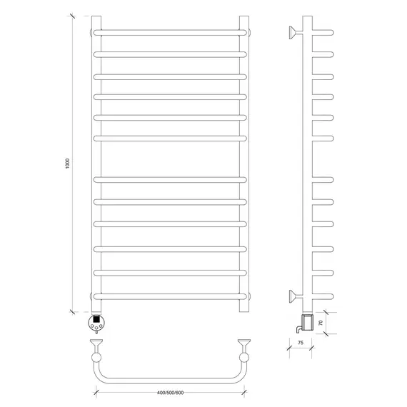 Полотенцесушитель Secado Мерида 4 электрический L/R хром