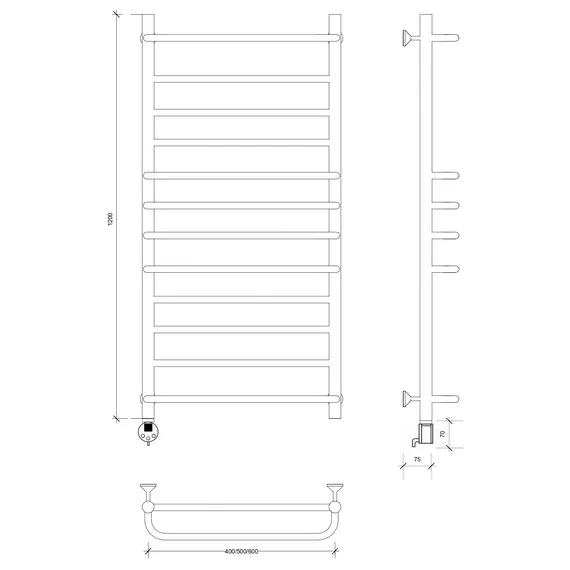 Полотенцесушитель Secado Верона 1 электрический L/R хром
