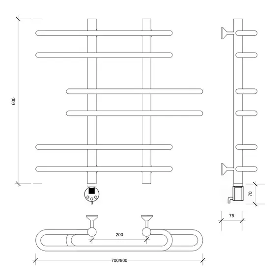 Полотенцесушитель Secado Венеция 6 электрический L/R  хром