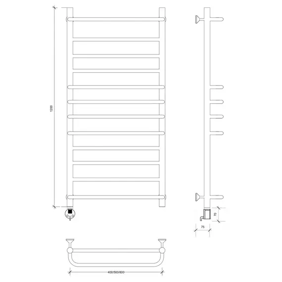 Полотенцесушитель Secado Верона 1 электрический L/R хром