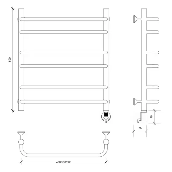 Полотенцесушитель Secado Мерида 2 электрический L/R хром