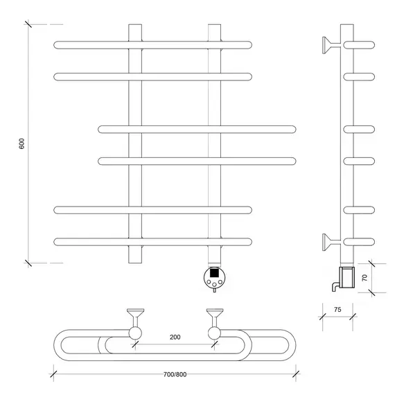 Полотенцесушитель Secado Венеция 6 электрический L/R  хром
