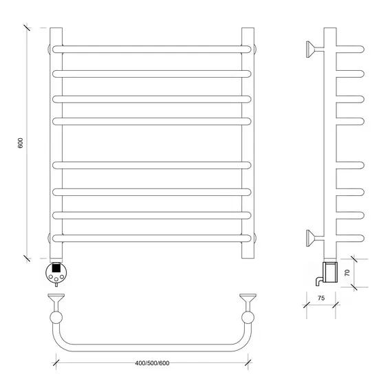 Полотенцесушитель Secado Мерида 4 электрический L/R хром