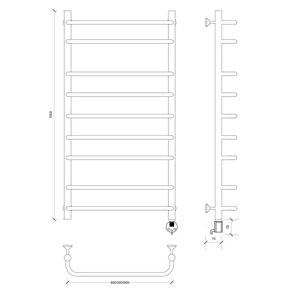 Полотенцесушитель Secado Мерида 2 электрический L/R хром