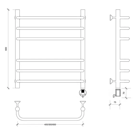 Полотенцесушитель Secado Мерида 3  электрический L/R  хром