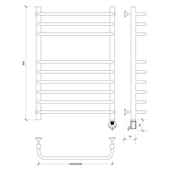 Полотенцесушитель Secado Мерида 5  электрический L/R  хром