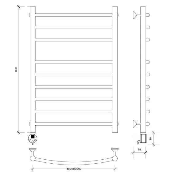 Полотенцесушитель Secado Милан 5 электрический L/R хром