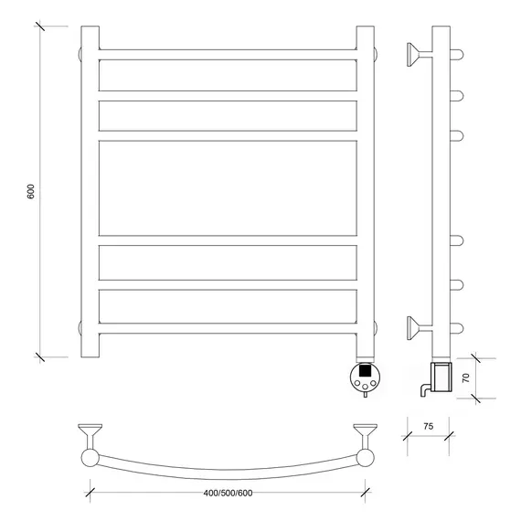 Полотенцесушитель Secado Милан 3  электрический L/R  хром