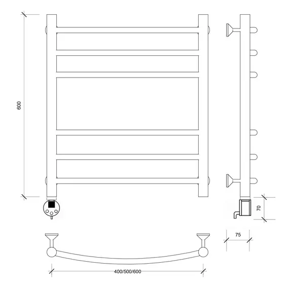Полотенцесушитель Secado Милан 3  электрический L/R  хром