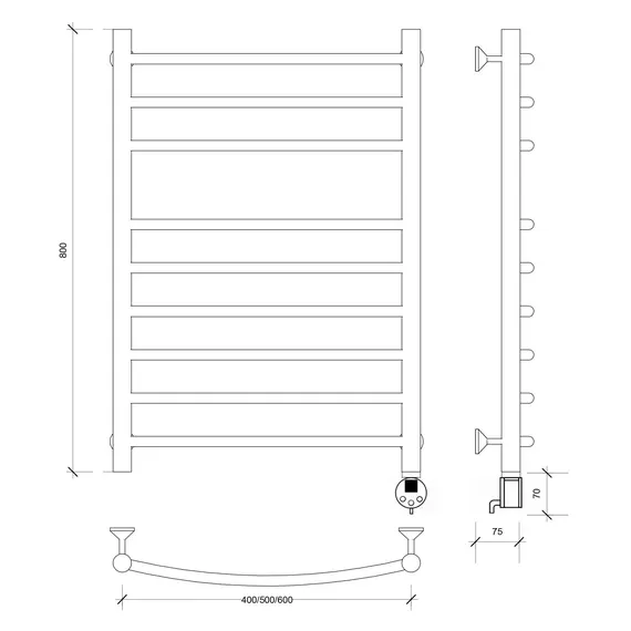 Полотенцесушитель Secado Милан 5 электрический L/R хром