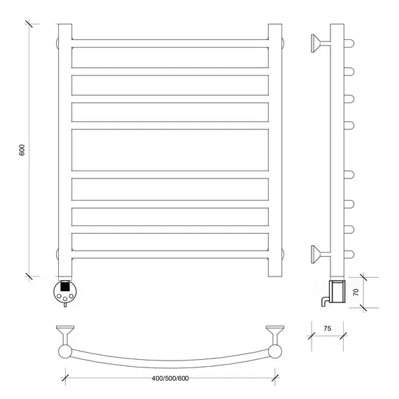 Полотенцесушитель Secado Милан 4  электрический L/R  хром