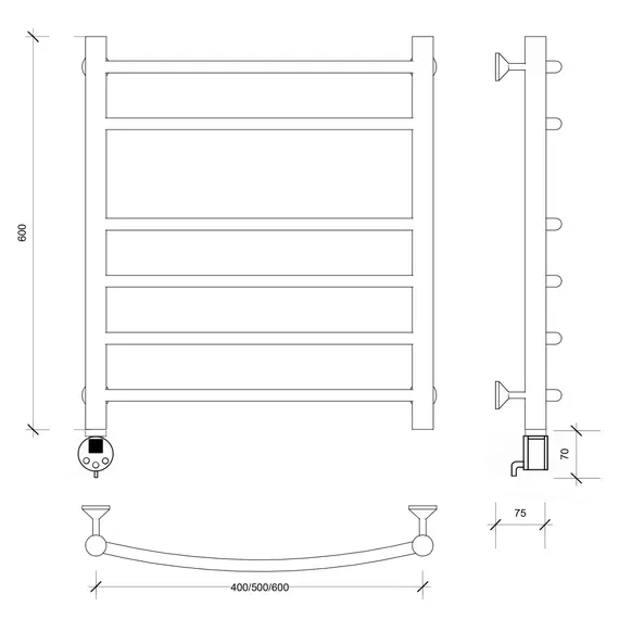 Полотенцесушитель Secado Милан 5 электрический L/R хром
