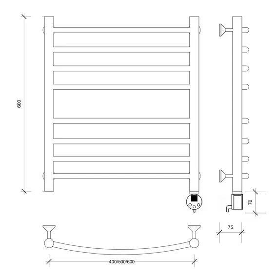 Полотенцесушитель Secado Милан 4  электрический L/R  хром