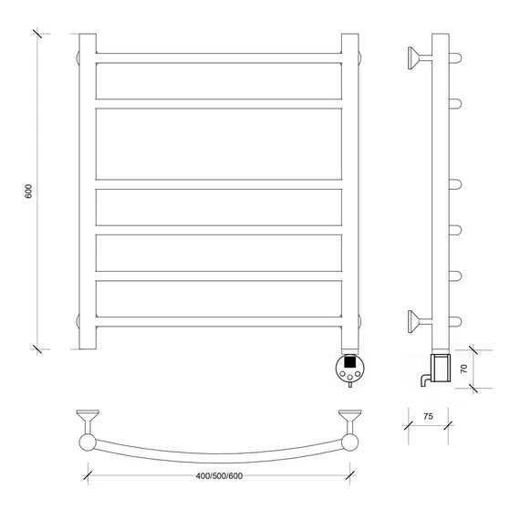 Полотенцесушитель Secado Милан 5 электрический L/R хром