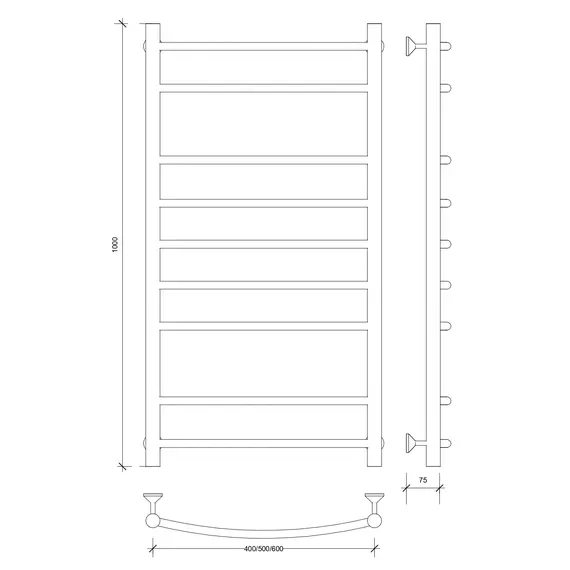 Полотенцесушитель Secado Милан 2 электрический L/R  хром