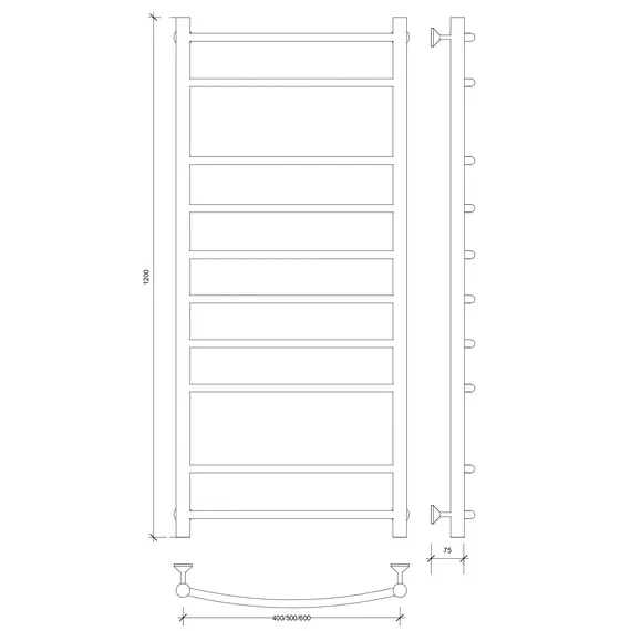 Полотенцесушитель Secado Милан 2 электрический L/R  хром