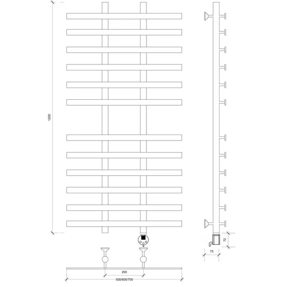 Полотенцесушитель Secado Понтида 4  электрический L/R  хром