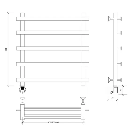 Полотенцесушитель Secado Понтида 1 электрический L/R  хром