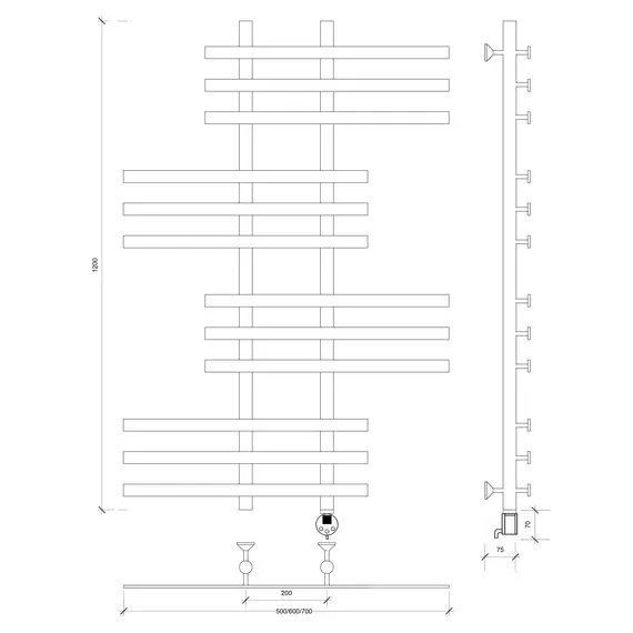 Полотенцесушитель Secado Понтида 6 электрический L/R  хром