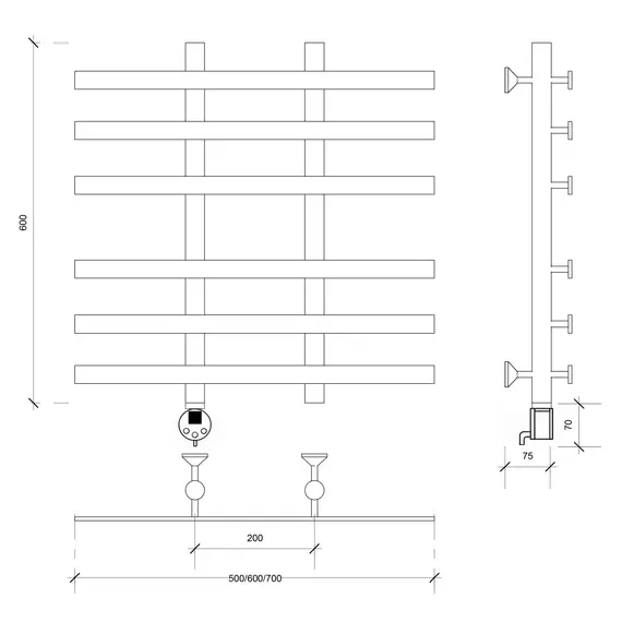 Полотенцесушитель Secado Понтида 4  электрический L/R  хром