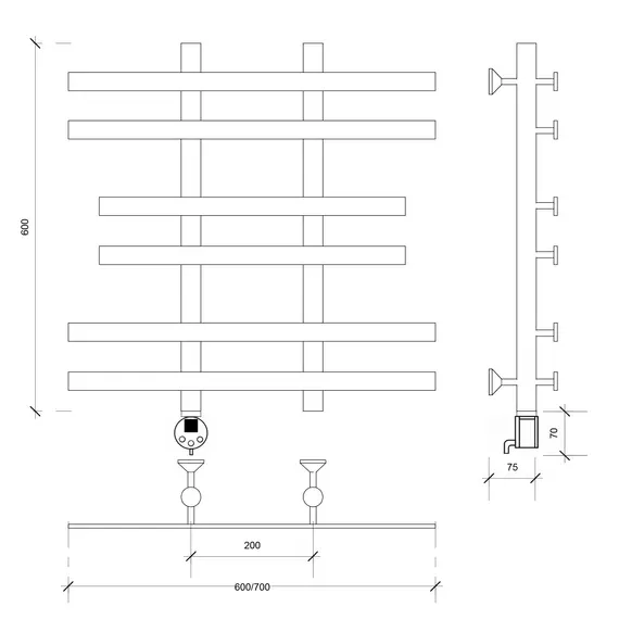 Полотенцесушитель Secado Понтида 2  электрический L/R  хром