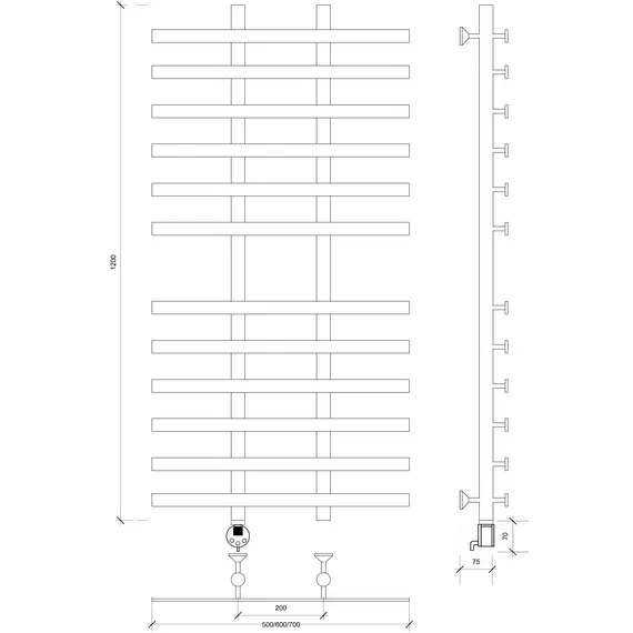 Полотенцесушитель Secado Понтида 4  электрический L/R  хром