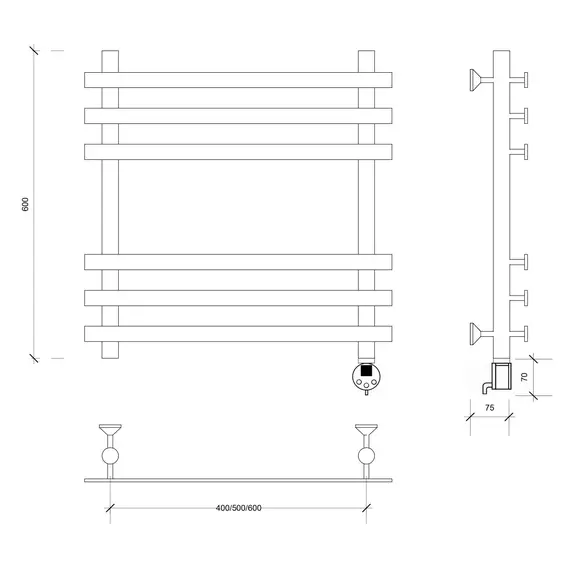 Полотенцесушитель Secado Понтида + , электрический L/R  хром