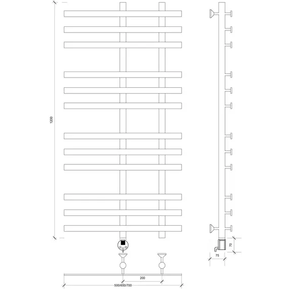 Полотенцесушитель Secado Понтида 3 электрический L/R хром