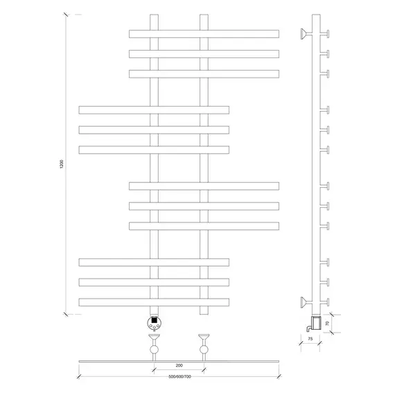 Полотенцесушитель Secado Понтида 6 электрический L/R  хром