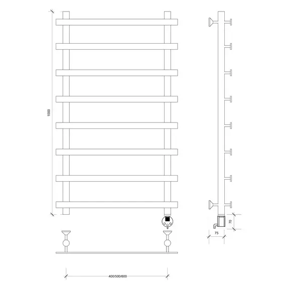 Полотенцесушитель Secado Понтида 1 электрический L/R  хром