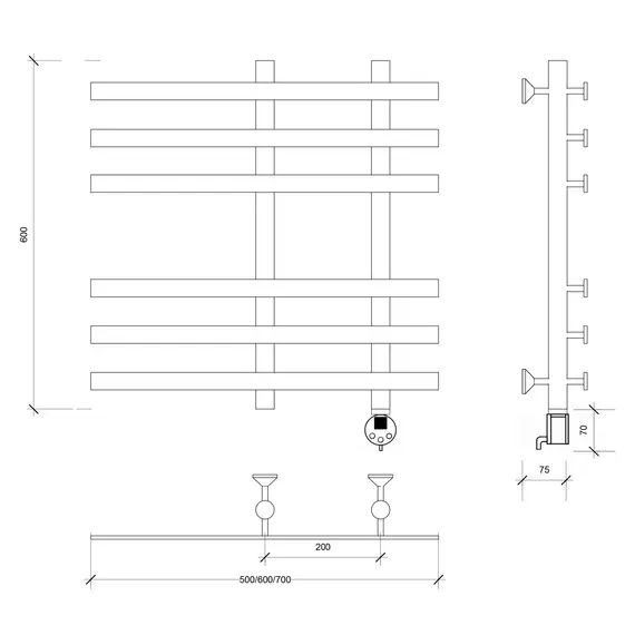 Полотенцесушитель Secado Понтида 3 электрический L/R хром