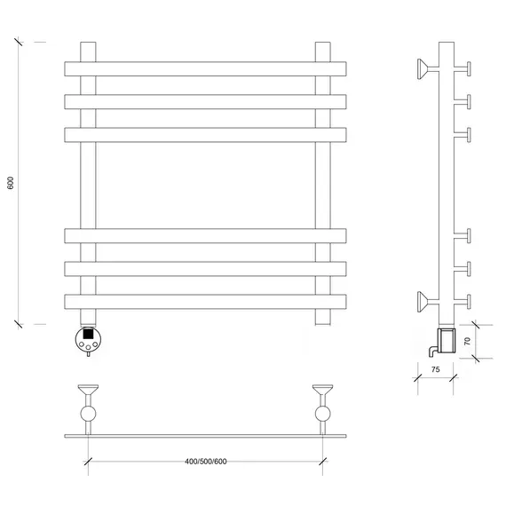 Полотенцесушитель Secado Понтида + , электрический L/R  хром