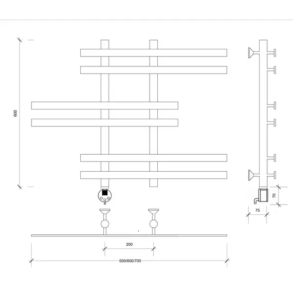Полотенцесушитель Secado Понтида 6 электрический L/R  хром