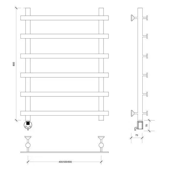 Полотенцесушитель Secado Понтида 1 электрический L/R  хром