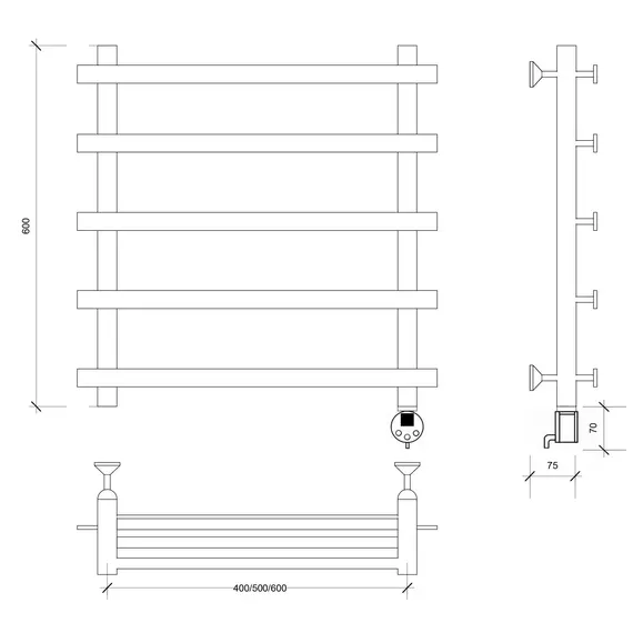Полотенцесушитель Secado Понтида 1 электрический L/R  хром