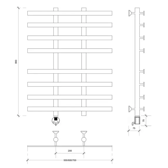 Полотенцесушитель Secado Понтида 4  электрический L/R  хром