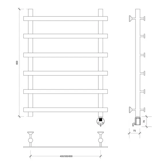 Полотенцесушитель Secado Понтида 1 электрический L/R  хром