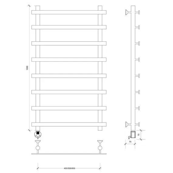 Полотенцесушитель Secado Понтида 1 электрический L/R  хром