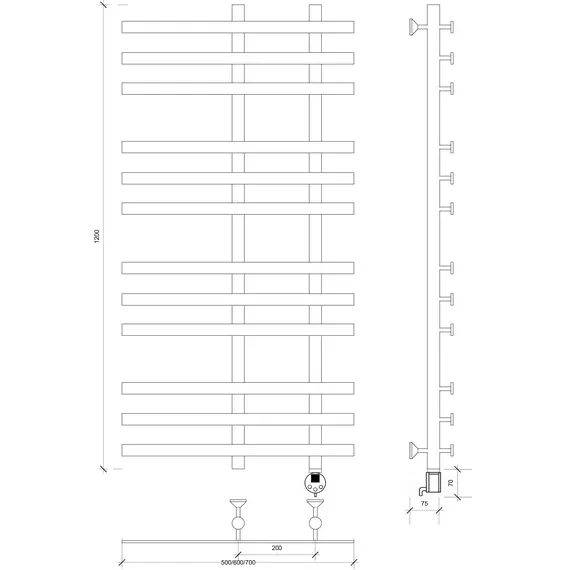 Полотенцесушитель Secado Понтида 3 электрический L/R хром